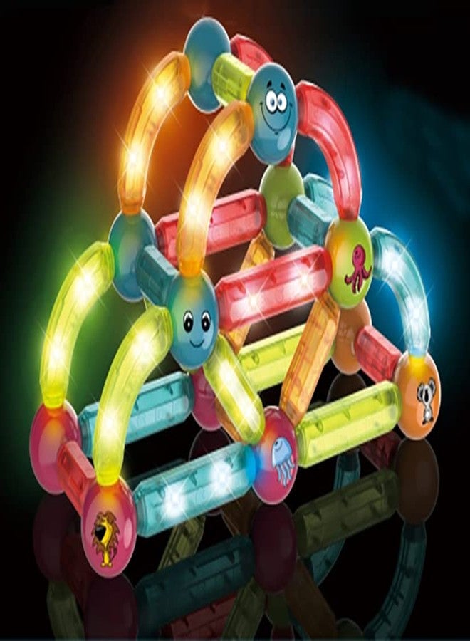 Kiditos DIY STEM Light Magnetic Sticks Building Blocks Toy for Kids, Magnetic Balls and Rods Set Kids Montessori Toys Stacking Toys for Kids Age 3+ Years (52 Pcs), Multi - Image 1